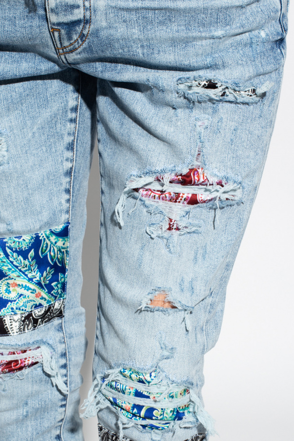 Light blue Patched jeans Amiri - SchaferandweinerShops Light blue Patched jeans Amiri - SchaferandweinerShops